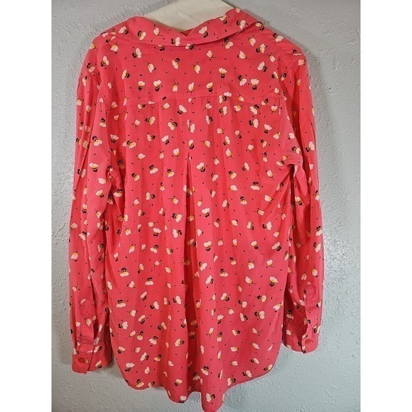 Velvet Heart Pink W/ Flowers Shirt Hi-Lo Button Up Roll Tab Sleeve Sz Small - Picture 3 of 6